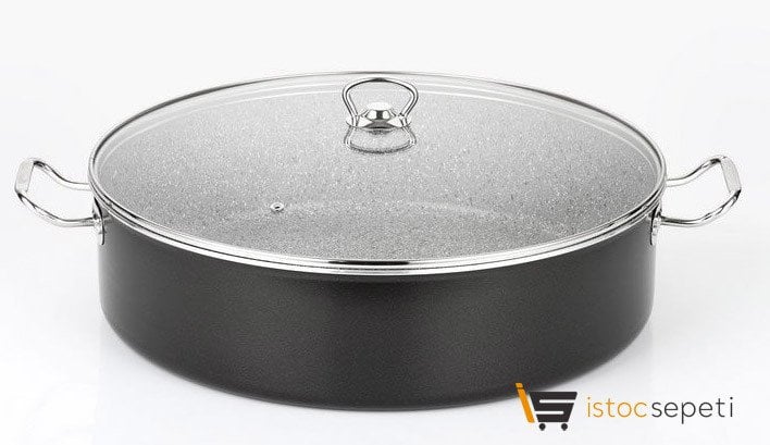 Granit Pilav Tenceresi Büyük Boy Maxi Sığ Tencere 40x11 cm