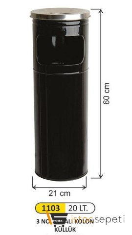 Arı Metal 1103 Kolon Küllük Boyalı 20 L 3 No Siyah