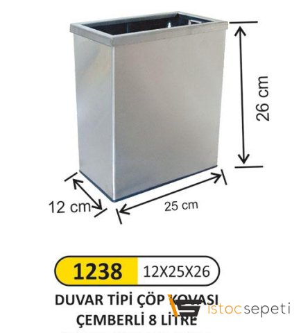Arı Metal 1238 Duvar Tipi Çöp Kovası Çemberli 8 Lt