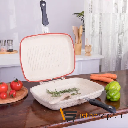 34 Cm Cream İkiz Grill Tava