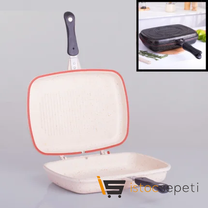 34 Cm Cream İkiz Grill Tava