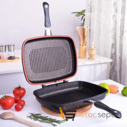 34 Cm Gold Stone İkiz Grill Tava