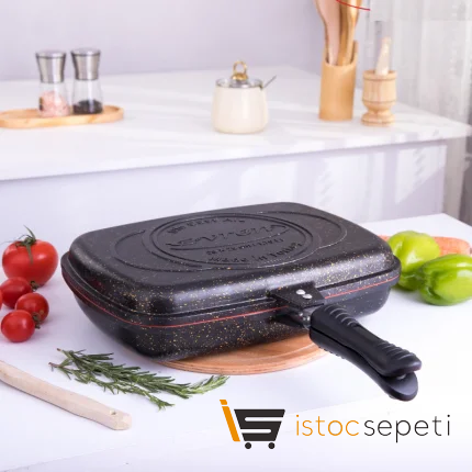 34 Cm Gold Stone İkiz Grill Tava