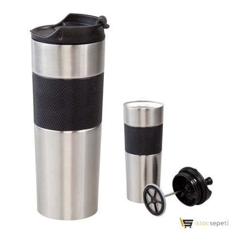 Krom French Press Çelik Termos / 450 ml Promosyon