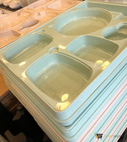 Gri 6 Bölmeli Tabldot