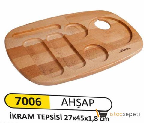 Arı Metal 7006 Ahşap Ikram Sunum Tepsisi 6 Bölmeli