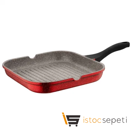 28 Cm İndüksiyon Tabanlı Kare Grill Tava (Kırmızı)