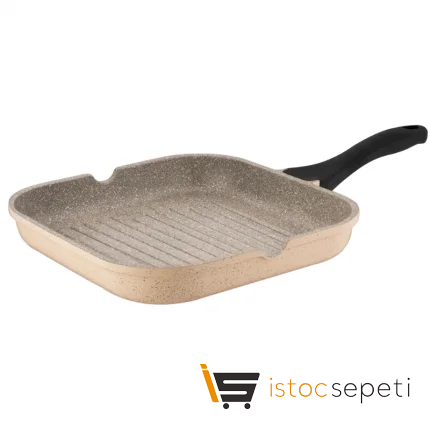 28 Cm İndüksiyon Tabanlı Kare Grill Tava (Krem)