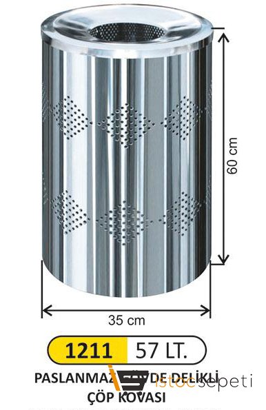 Arı Metal 1211 Dekorlu Çöp Kovası Paslanmaz