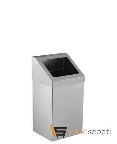 Krom Açık Çatı Kapaklı Çöp Kovası 80 Lt 430 Kalite 3834-380