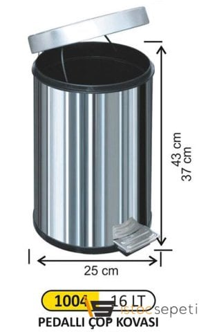 Arı Metal 1004 Pedallı Çöp Kovası 16 Litre