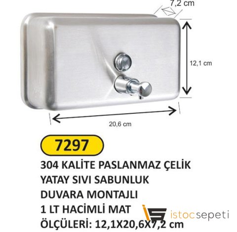 Arı Metal 7297 Sıvı Sabunluk Yatay 1 Litre Mat