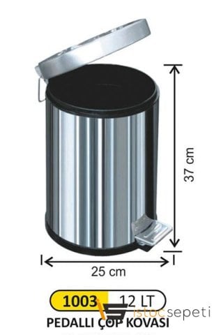 Arı Metal 1003 Pedallı Çöp Kovası 12 lt Paslanmaz Çelik