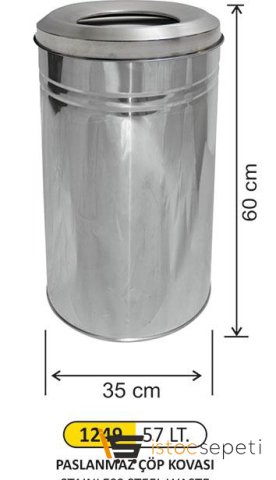 Arı Metal 1249 57 Lt Paslanmaz Çöp Kovası