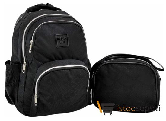 Relaxion Siyah Ilkokul Çantası Beslenme Çantalı 1340