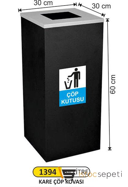 Arı Metal 1394 54 Lt Kare Boyalı Çöp Kovası Orta Boy