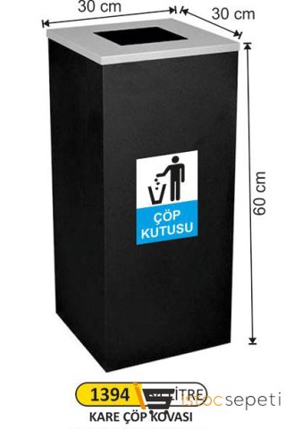 Arı Metal 1394 54 Lt Kare Boyalı Çöp Kovası Orta Boy