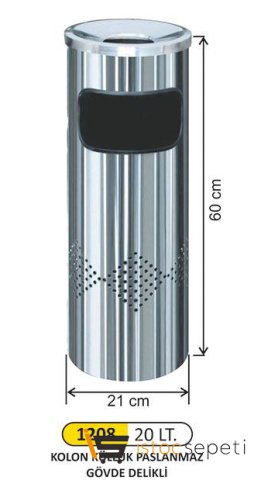 Arı Metal 1208 Kolon Küllük Gövde Delikli Paslanmaz
