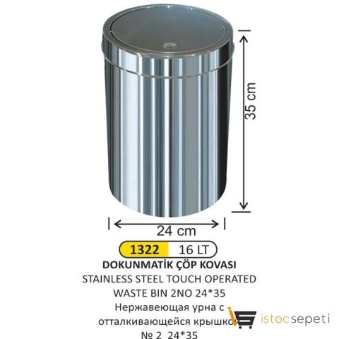 Arı Metal 1322 Döner Kapaklı Çöp Kovası 16 lt
