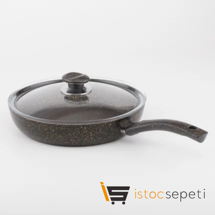 22 Cm Gold Stone Ezme Seri Kapaklı Tava (Bakalit Kulplu)