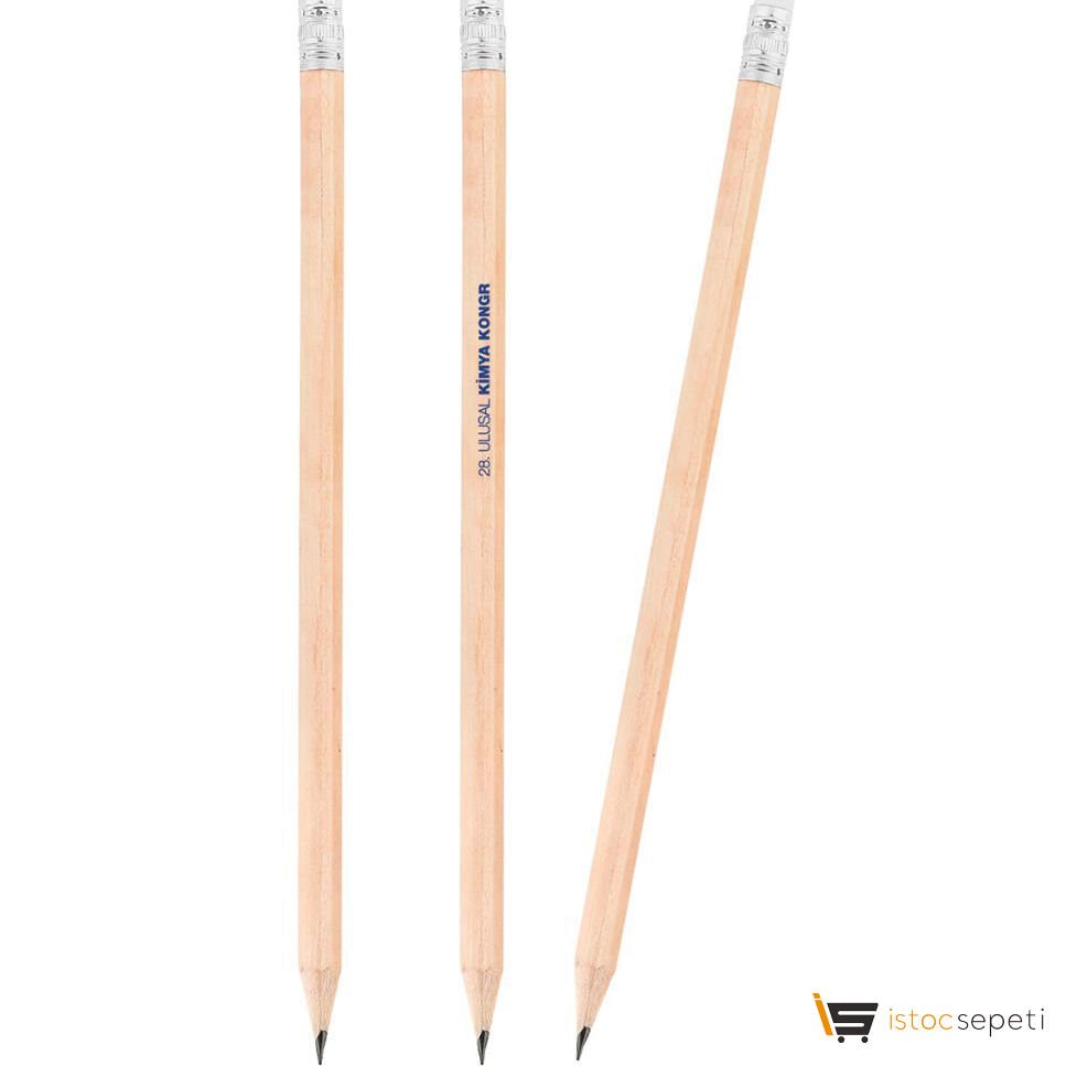 Köşeli Silgili Naturel Kurşun Kalem Promosyon