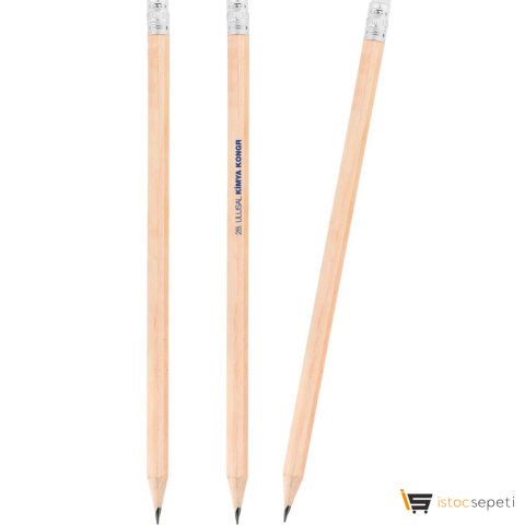 Köşeli Silgili Naturel Kurşun Kalem Promosyon