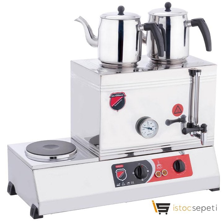 SilverInox 40 Model Kaynaklı Kahveci Takımı 2 Demlikli 23 L Elektrikli