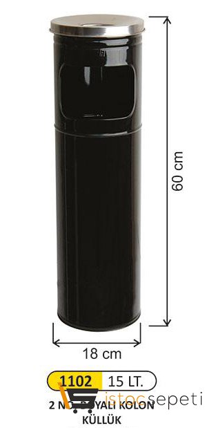 Arı Metal 1102 Kolon Küllük Boyalı 15 L 2 No Siyah