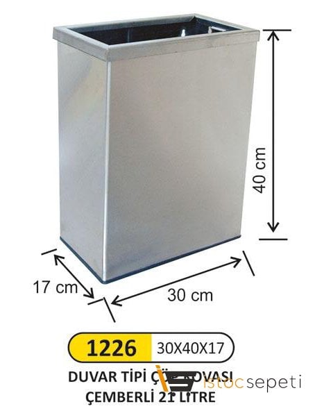 Arı Metal 1226 Duvara Montajlı Çöp Kovası Çemberli 20 Litre