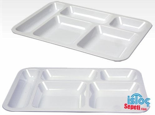 Tabldot Tabağı Polikarbon 5 Gözlü Beyaz Profesyonel Kullanıma Uygun