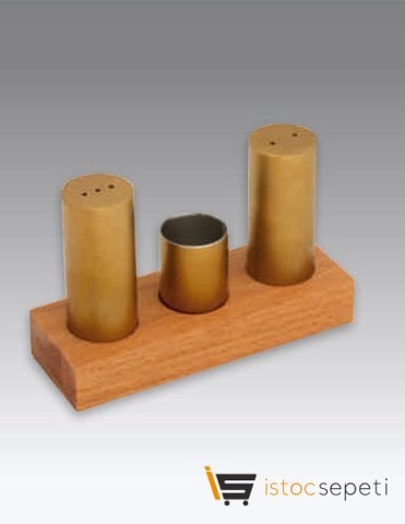 Mat Sarı Ahşap Set Baharatlık