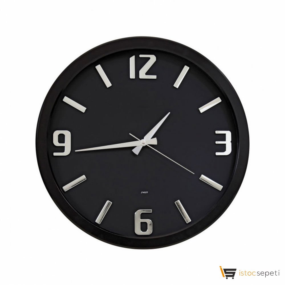 Siyah Duvar Saati - Ebat: 38,7 cm Promosyon