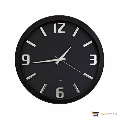 Siyah Duvar Saati - Ebat: 38,7 cm Promosyon