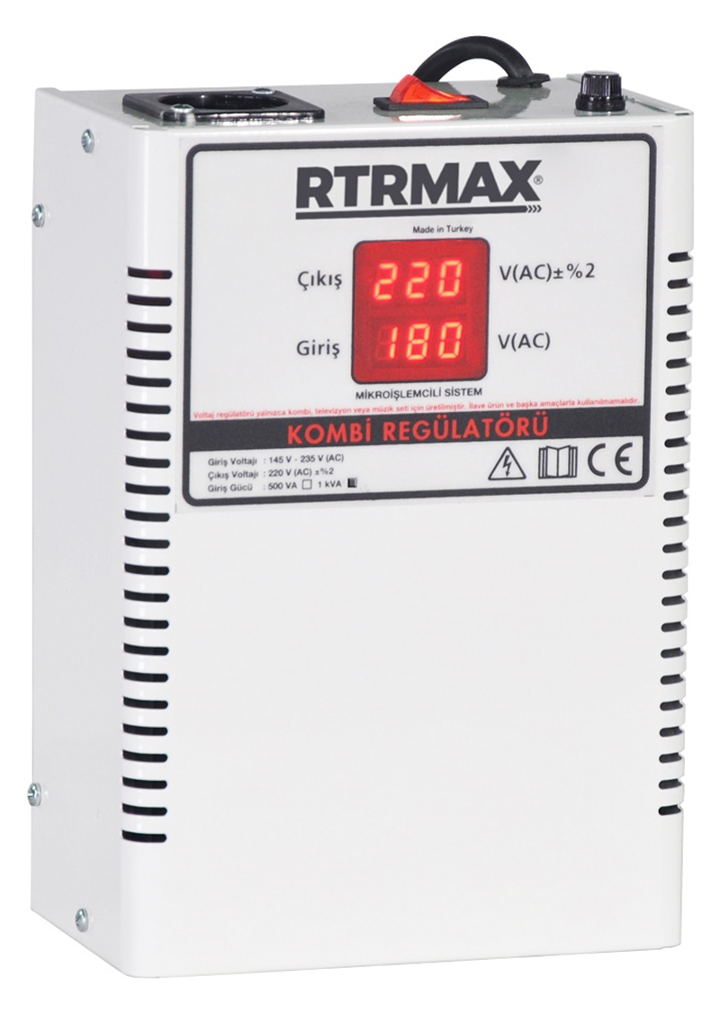 RTRMAX RTM5990 0.5 kva 220V Monofaze Röleli Tip Tam Otomatik Voltaj Regülatörü