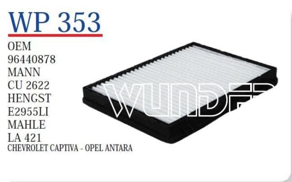 WUNDER WP353 | Chevrolet Captiva Klima Polen Filtresi (WP353, 96440878)