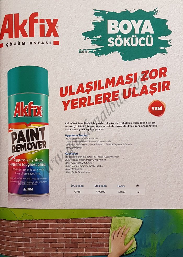 Akfix  A108 Sprey Boya Sökücü 400 ml.