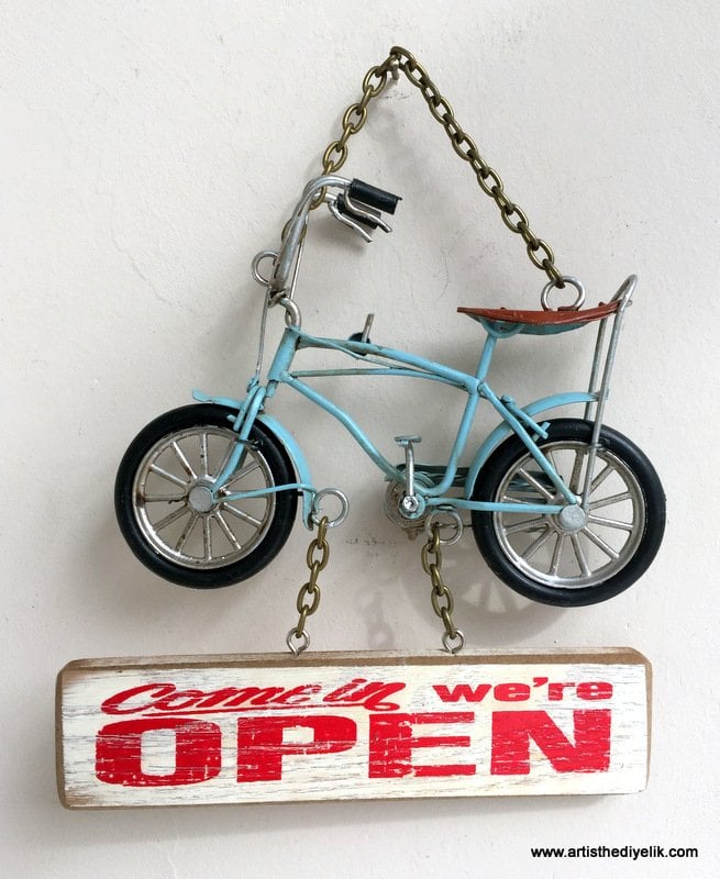 Bisiklet Maketli ''Open-Closed'' Kapı Askısı