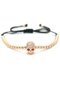 Omark Cotton Rosegold Skull Bileklik