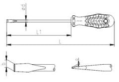 İzeltaş 4300 Düz Uçlu Tornavida Opak Seri 5x100mm