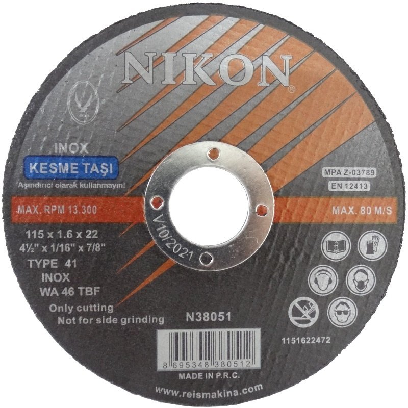 Nikon N38051 Kesme Diski Inox 115x1.6mm Metal