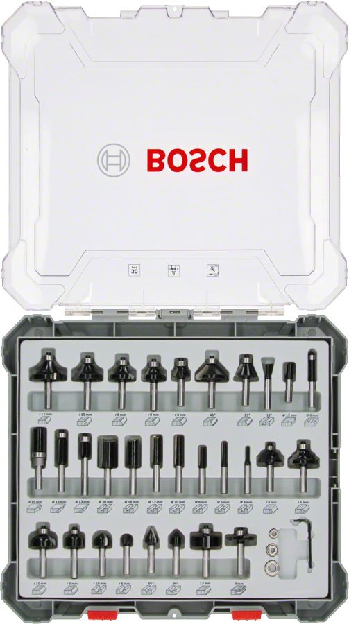Bosch - Profesyonel 30 Parça Karışık Freze Ucu Seti 8 mm Şaftlı_0