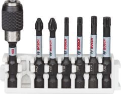 Bosch - Impact Control Serisi Vidalama Ucu 8'li PH2/PZ2/T15/T20/T25/T30 *50mm + Hızlı Uç Değiştirme Mandrenli Universal Tutucu