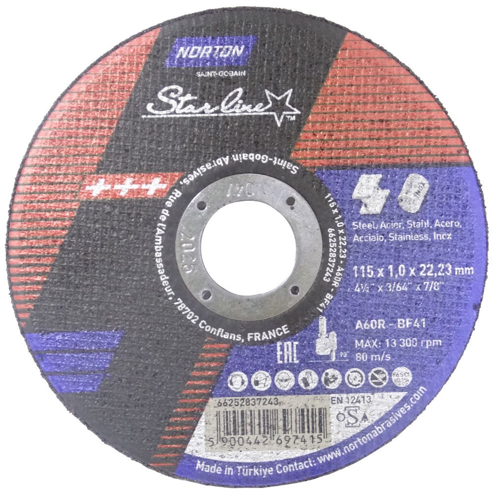 Norton StarLine Metal Kesici Disk 115x1.0x22.23mm