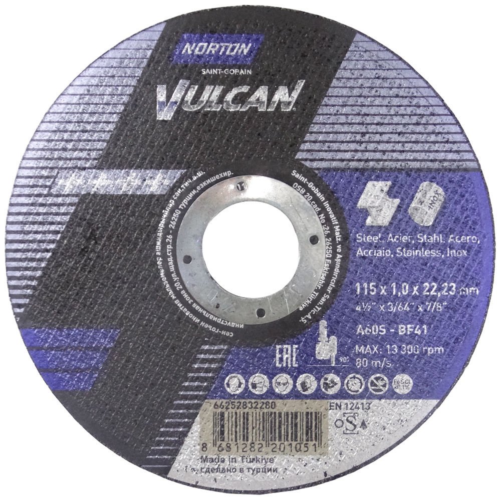 Norton Vulcan Metal Kesici Disk 115x1.0x22.23mm - 100 Adet