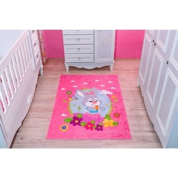 Babysale Bunny Bebek Halısı 100x160 Pembe
