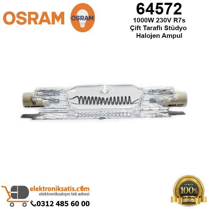 Osram 64572 1000 Watt 230 Volt R7s Çift Taraflı Stüdyo Halojen Ampul