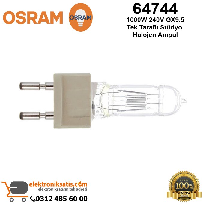 Osram 64744 1000 Watt 240 Volt GX9.5 Tek Taraflı Stüdyo Halojen Ampul