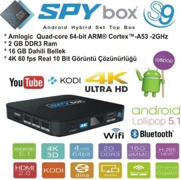 SpyBox S9 4K UHD Android Uydu Alıcısı