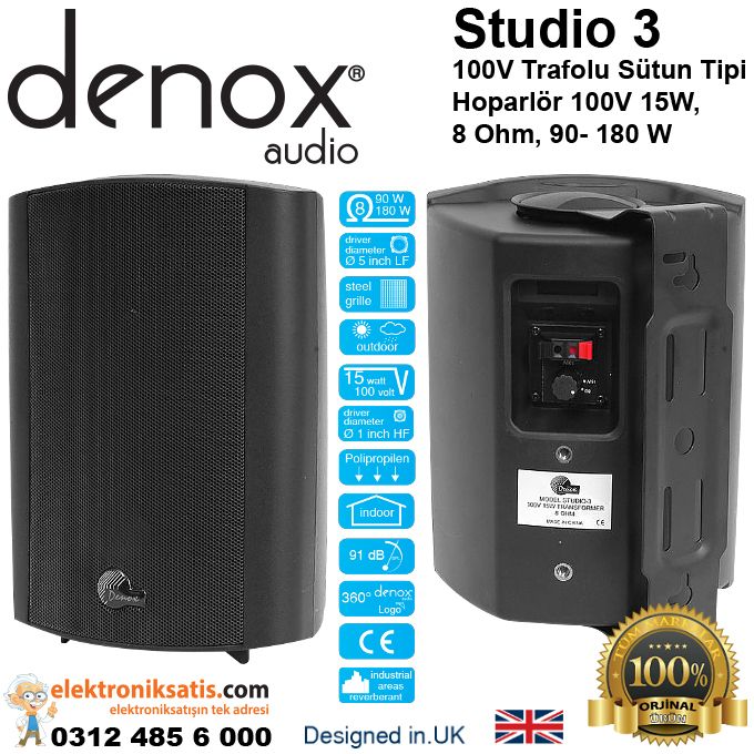 Denox Studio 3 100V Trafolu Kabin Sütun Hoparlör