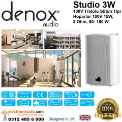 Denox Studio 3 100V Trafolu Kabin Sütun Hoparlör Beyaz